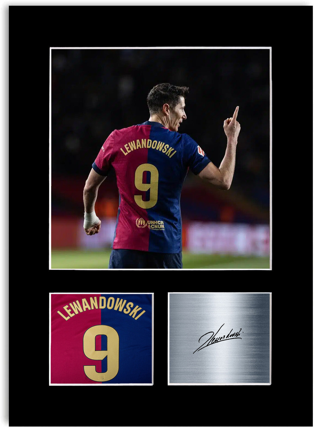 Robert Lewandowski Football Player Barcelona mounted display by LJW Prints