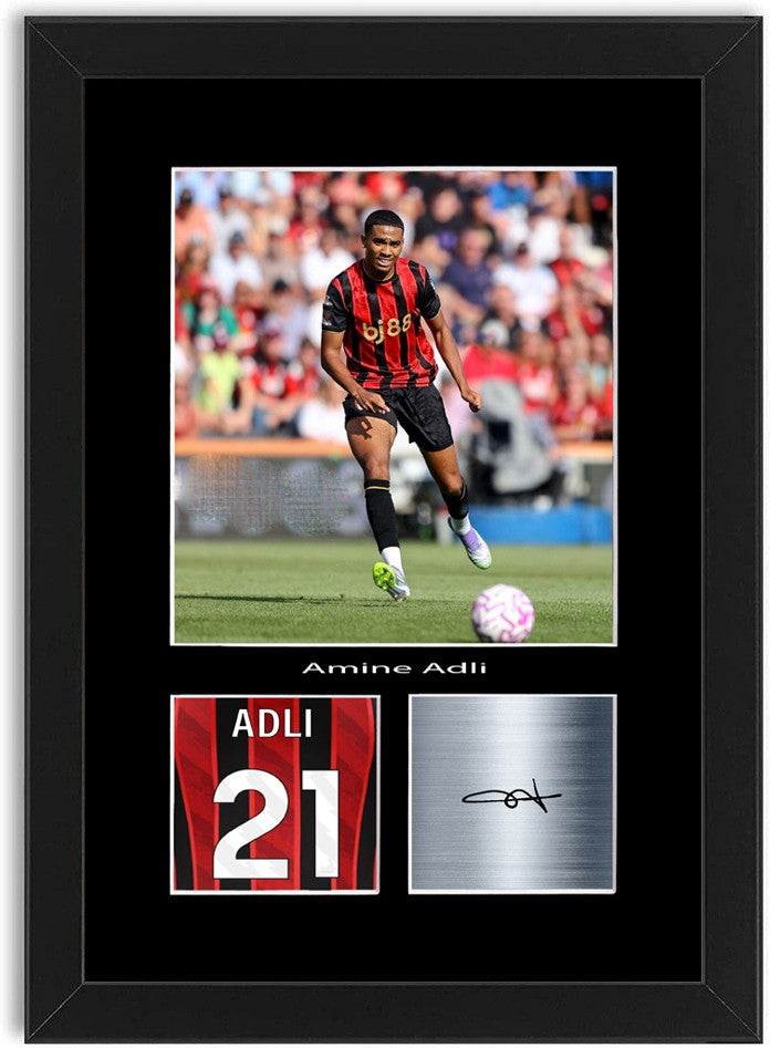 Amine Adli Football Player Poster Signed Print Photo A4 Wall Art Framed