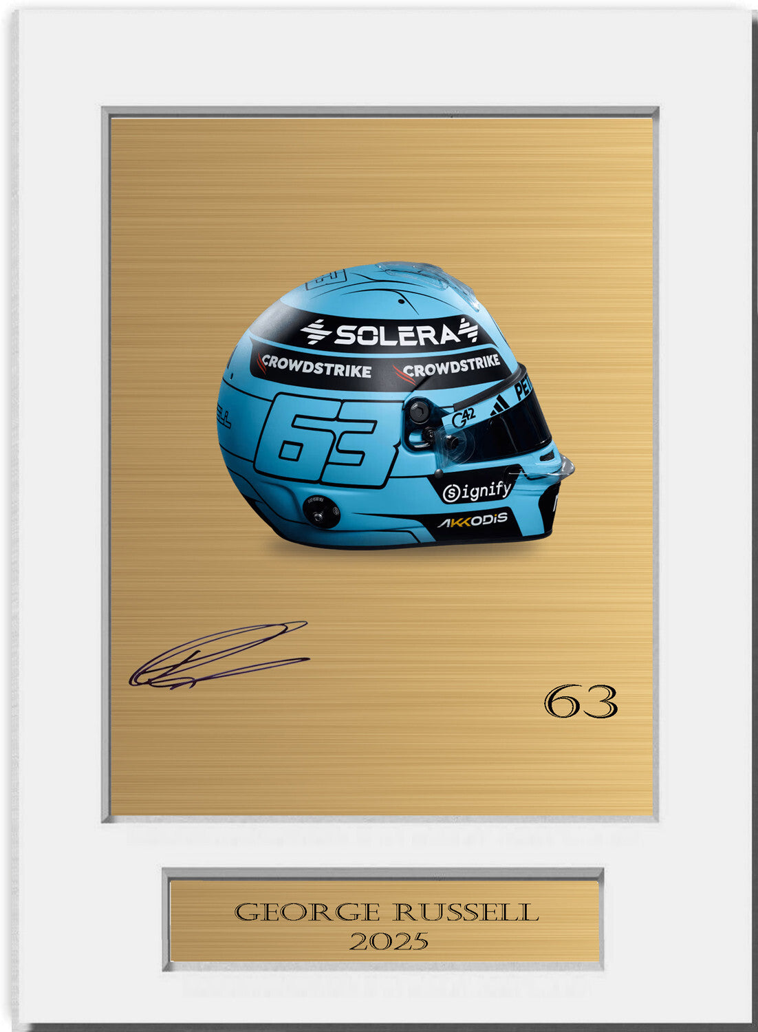 George Russell 2025 Helmet For F1 Fans mounted display by LJW Prints