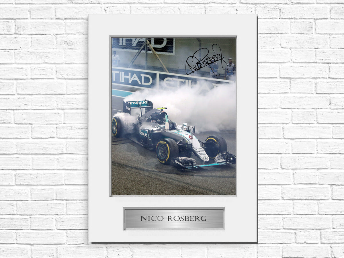 Nico Rosberg Mercedes F1 Formula 1 Champion Signed Photo Display Mount A4 