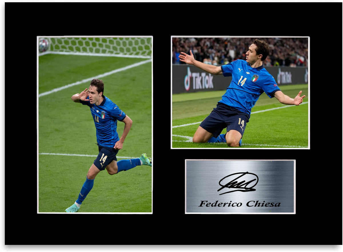 Federico Chiesa Italy Euro 2020 Football A4 Signed Photo Display Mount Poster