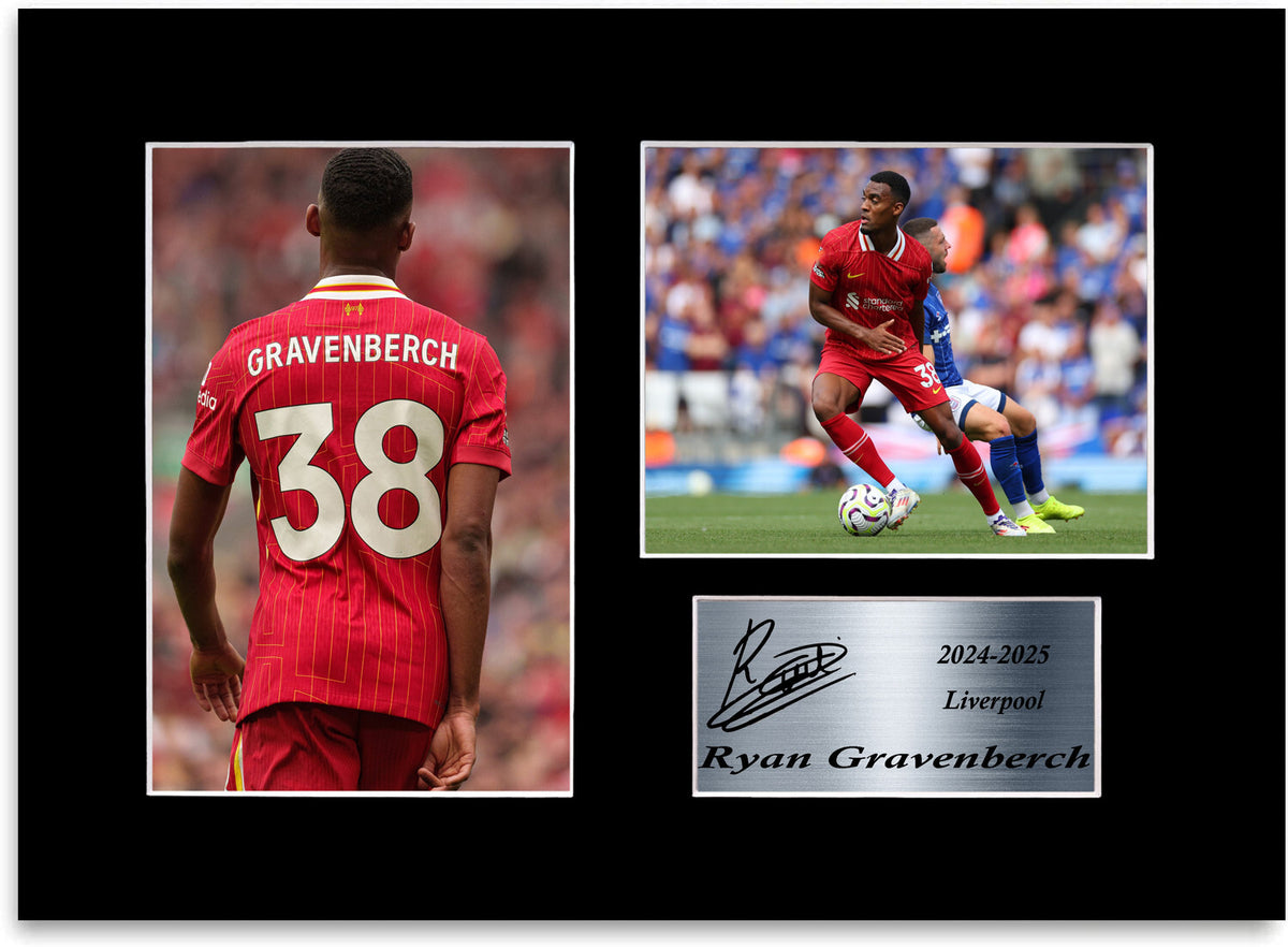 Ryan Gravenberch Liverpool Player mounted display by LJW Prints