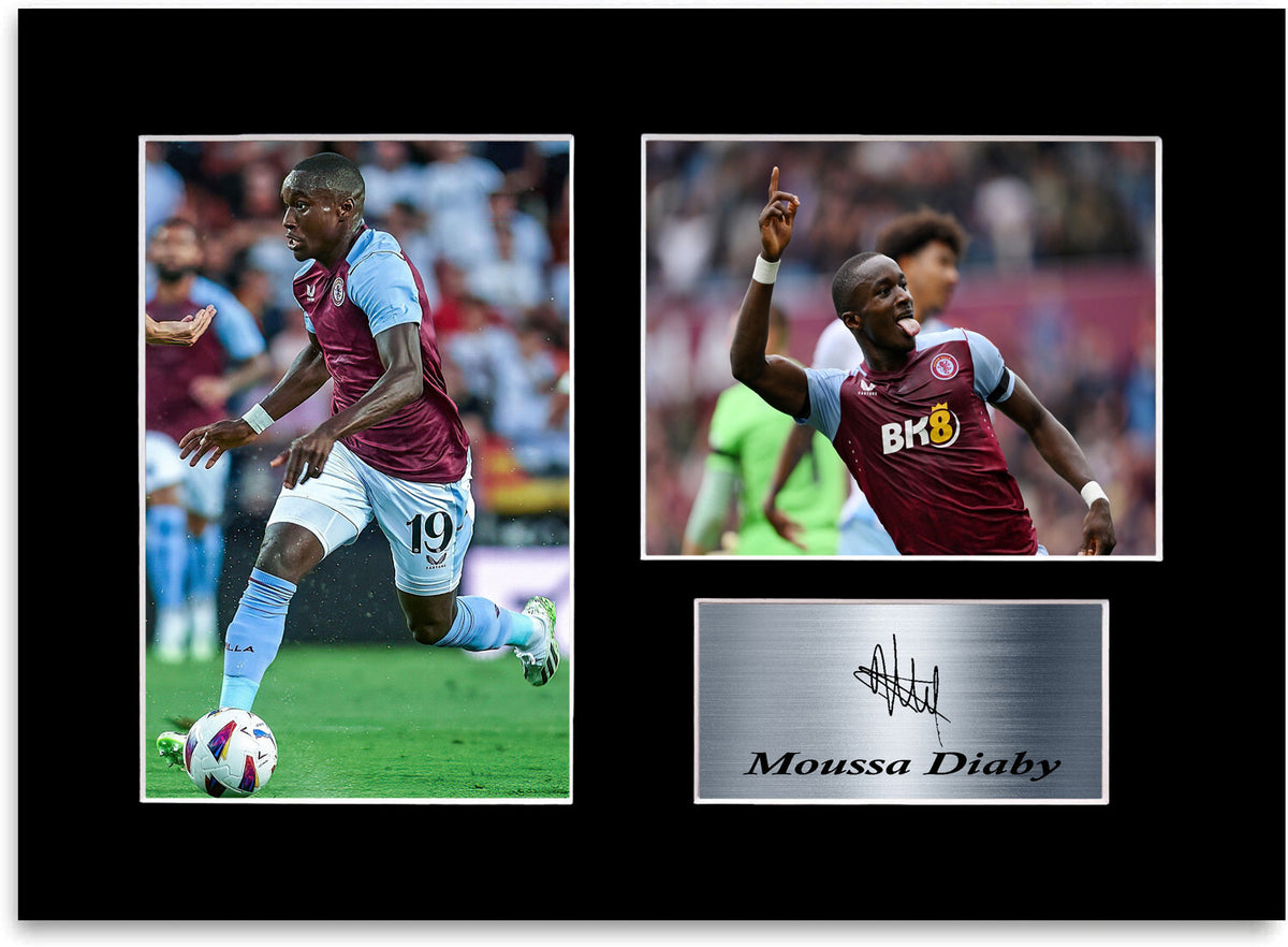 Moussa Diaby Aston Villa Player mounted display by LJW Prints