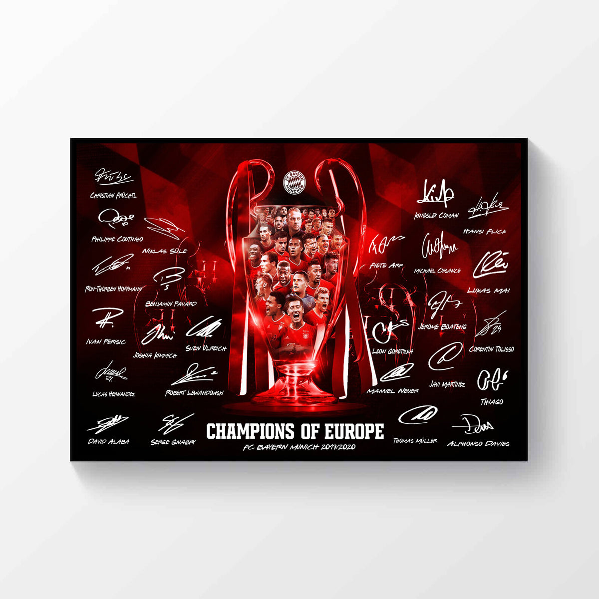 FC Bayern München Champions League Winners 2019-2020 Signed Poster A4