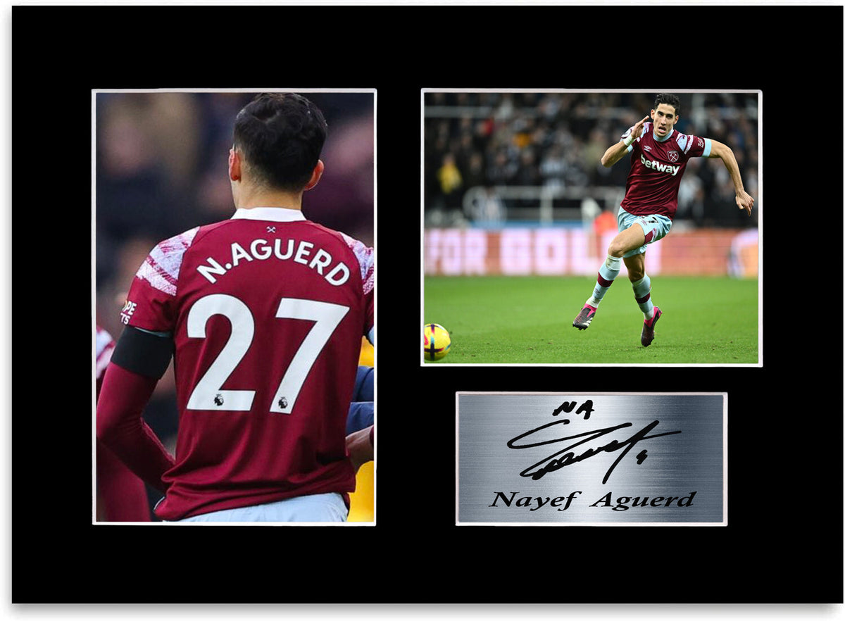 Nayef Aguerd West Ham Football Player mounted display by LJW Prints