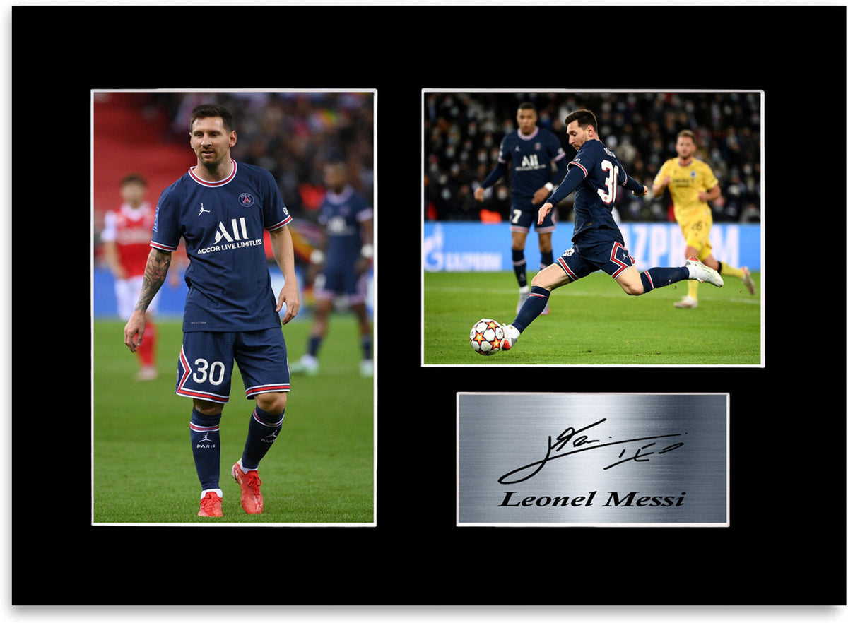 Lionel Messi PSG Football Player Signed Photo Display Mount Poster Gift A4