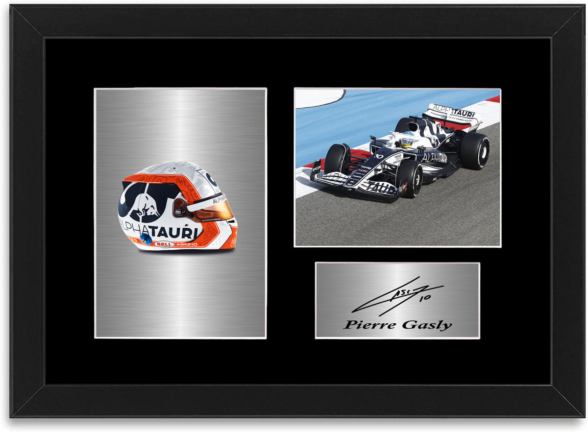 Pierre Gasly F1 Driver 2022 Car Helmet Signed Photo Display Mount A4 Framed