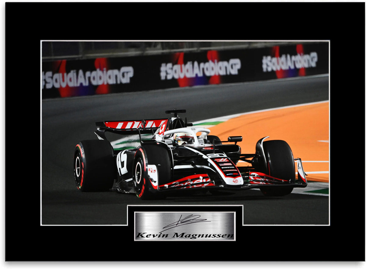 Kevin Magnussen Formula 1 Driver 2024 mounted display by LJW Prints