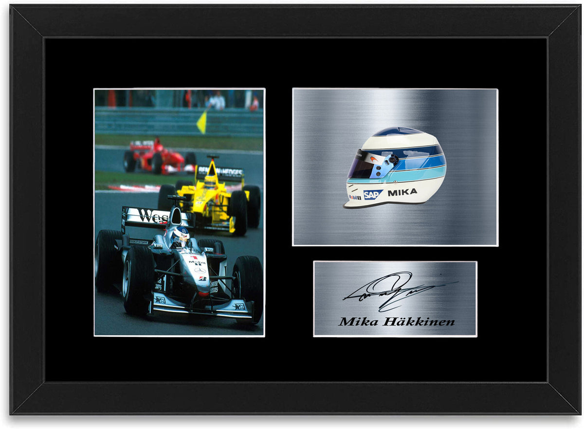 Mika Hakkinen F1 World Champion 1998 Signed Poster A4 Photo Display Framed
