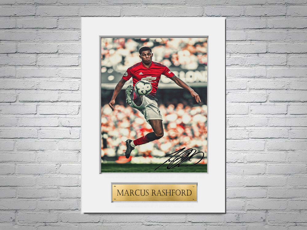 Marcus Rashford Manchester United A4 Printed Signed Photo Display Mount Gift