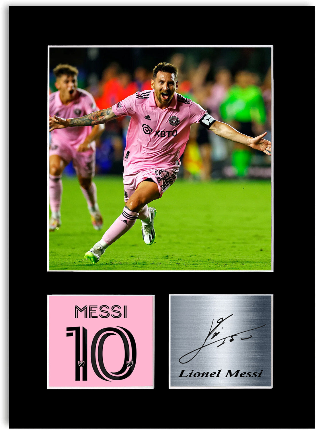 Lionel Messi Miami Football Player mounted display by LJW Prints