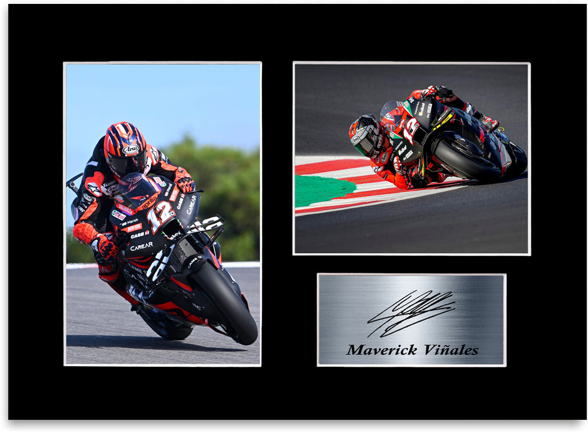 Maverick Vinales Motorcycle Racer Poster Signed Photo Display Mount A4