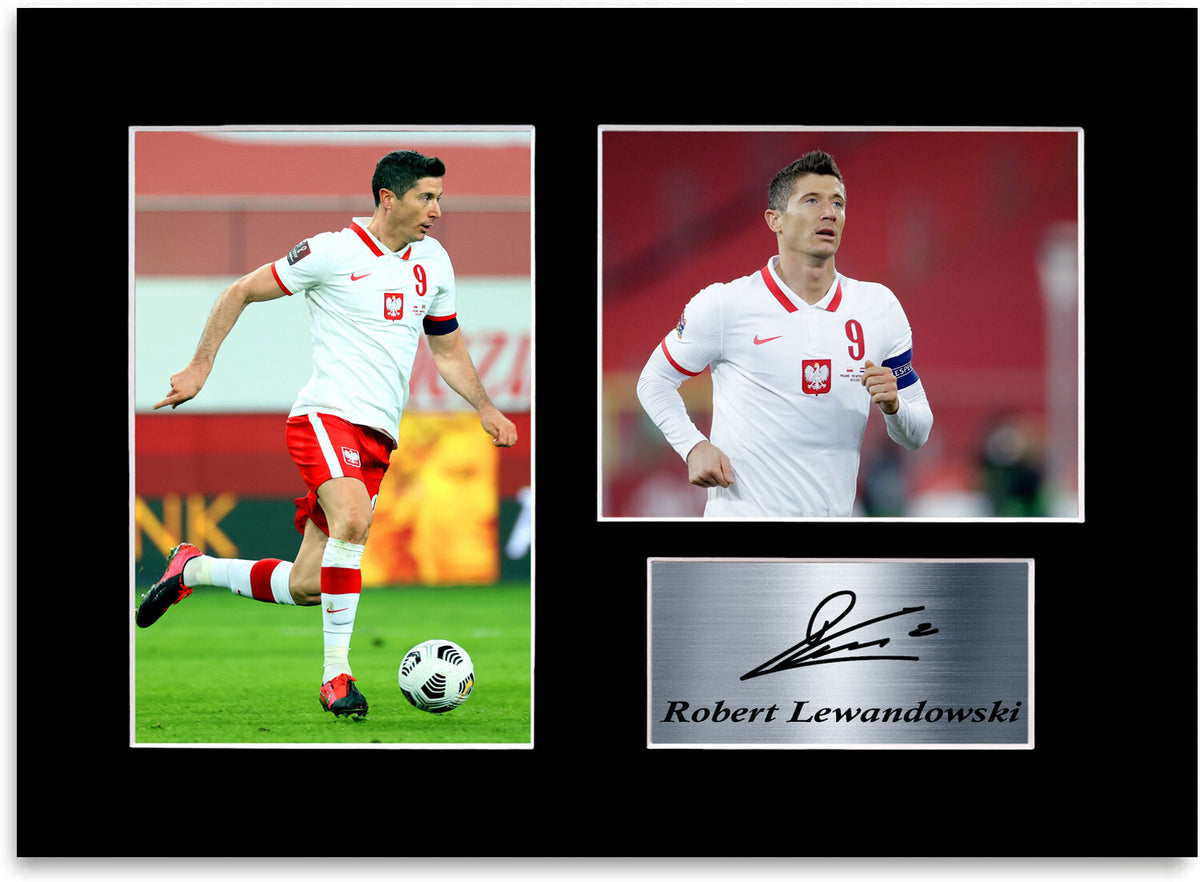 Robert Lewandowski Poland Player A4 Printed Signed Photo Display Mount Gift