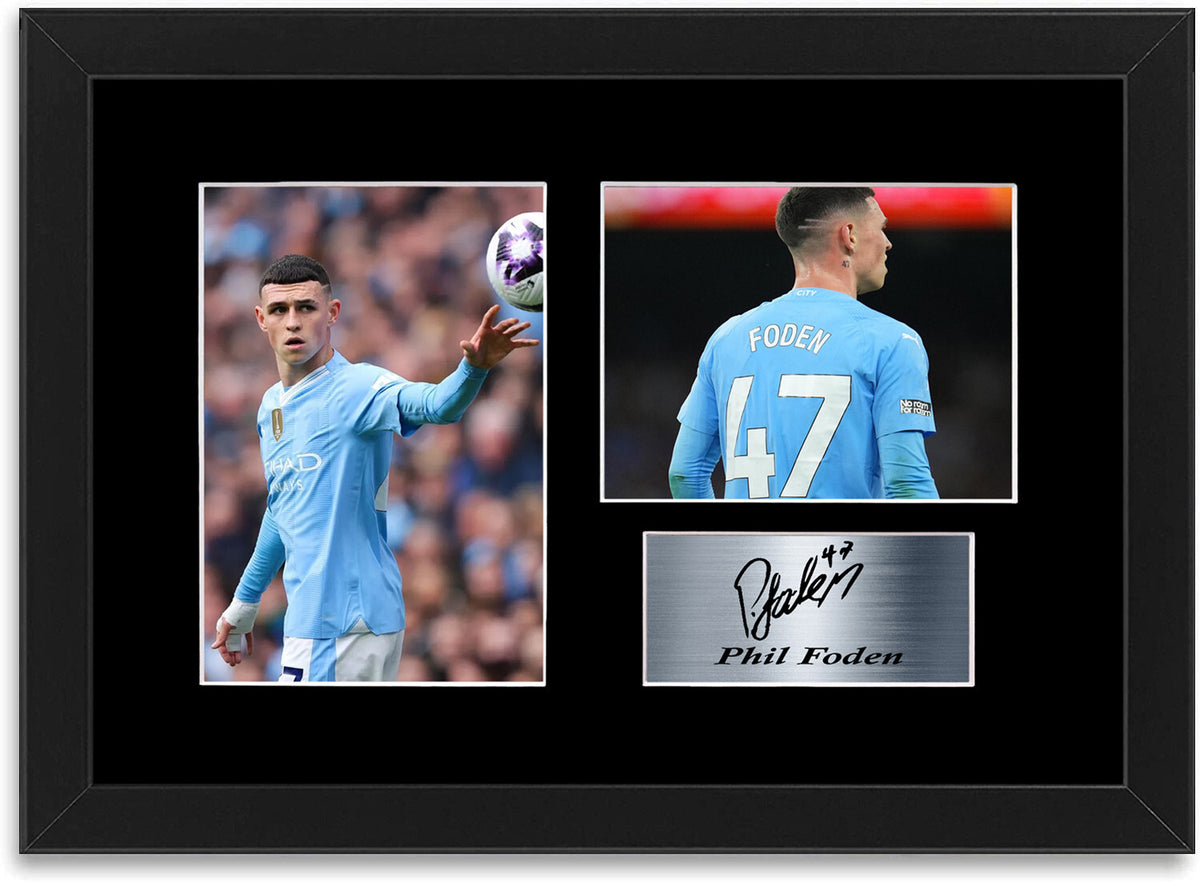 Phil Foden Man city Player framed print by LJW Prints