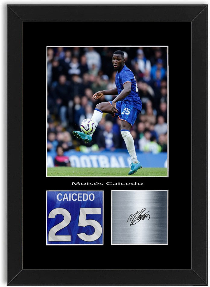 Moises Caicedo Football Player Poster Signed Print Photo A4 Wall Art Framed