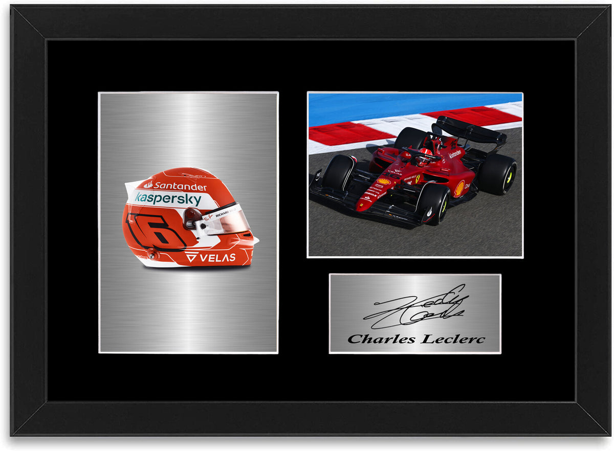 Charles Leclerc 2022 Car Helmet Signed Photo Display Mount A4 Framed
