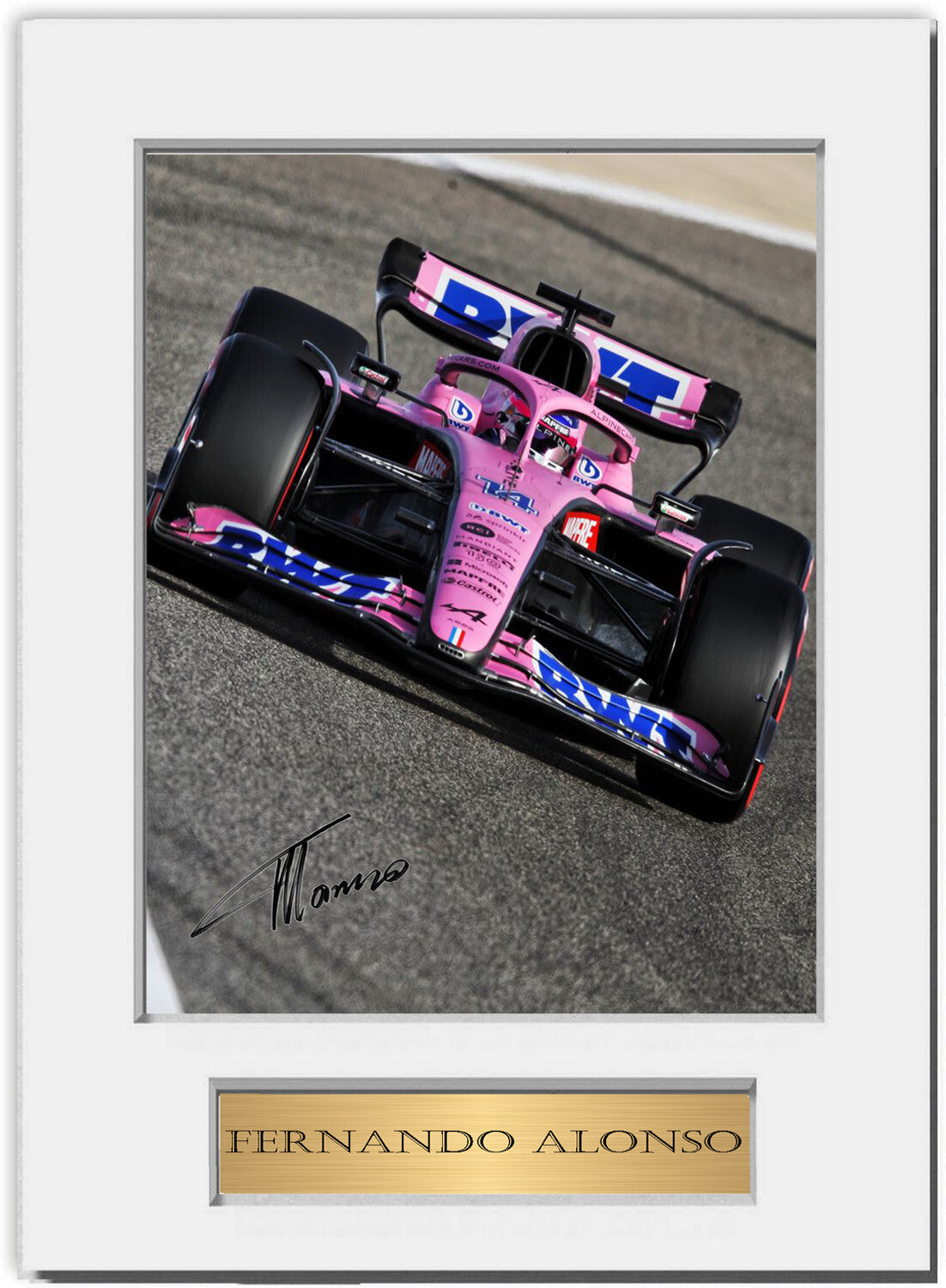 Fernando Alonso Alpine F1 Formula 1 Driver 2022 Signed Photo Display Mount A4