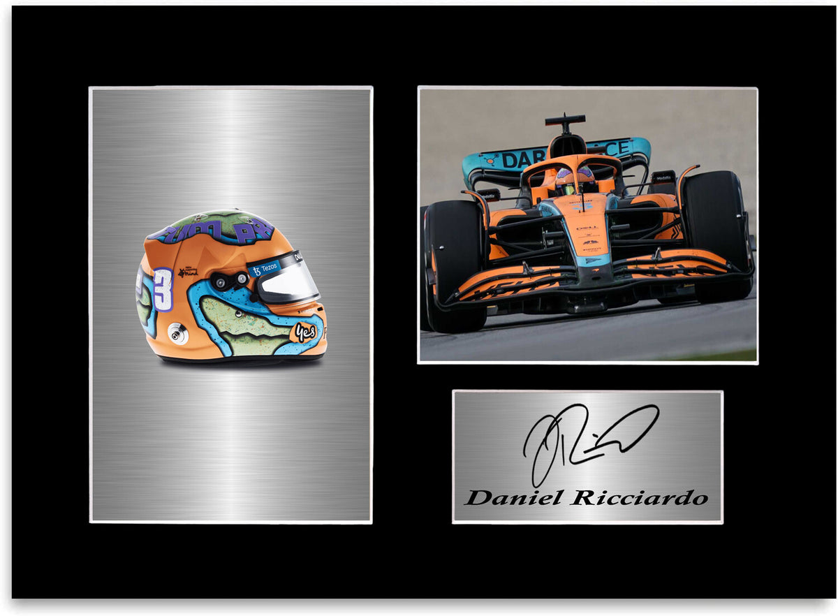 Daniel Ricciardo Formula 1 2022 Car Helmet Signed Photo Display Mount A4  Poster