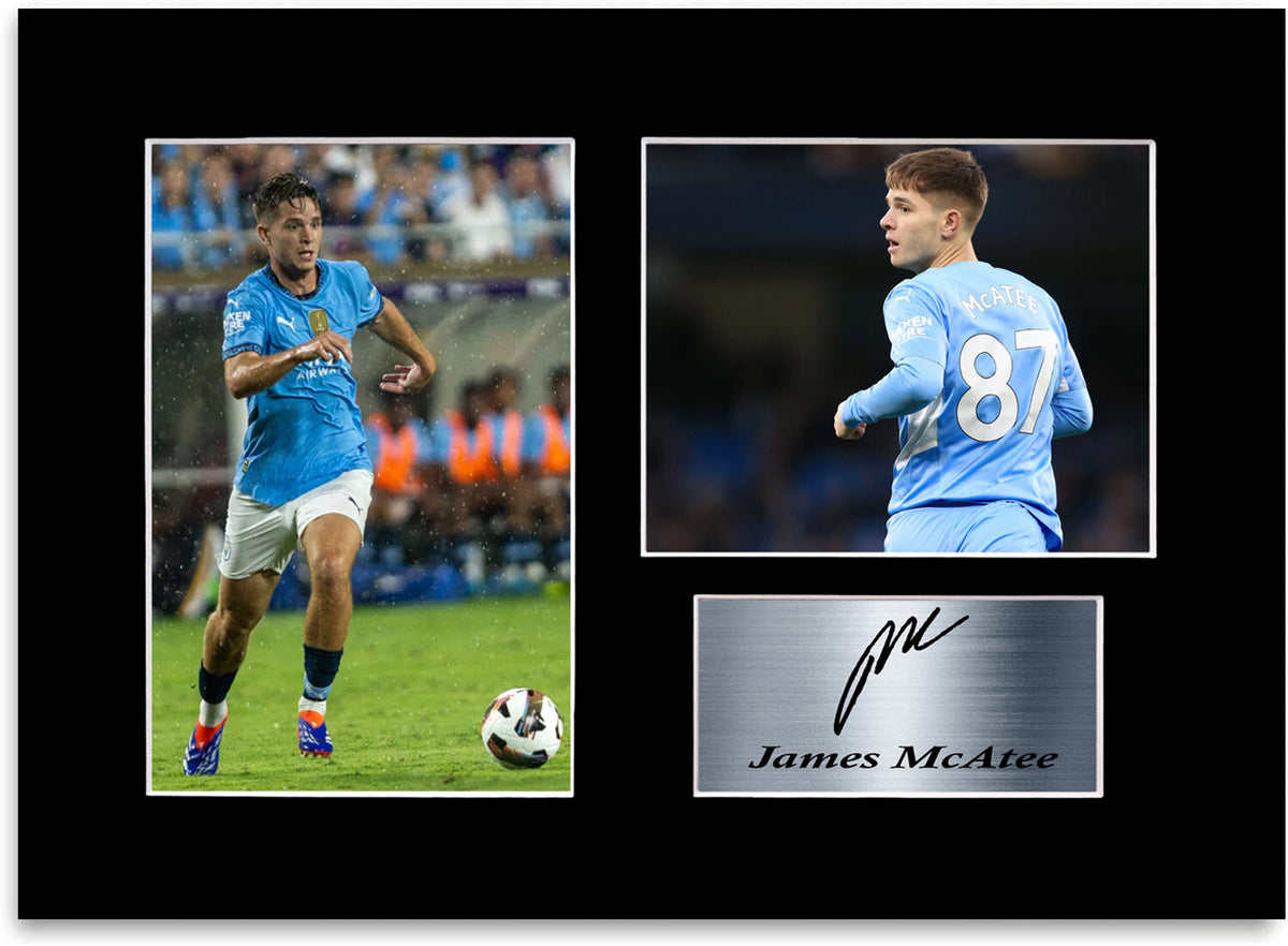 James McAtee Man city Player mounted display by LJW Prints