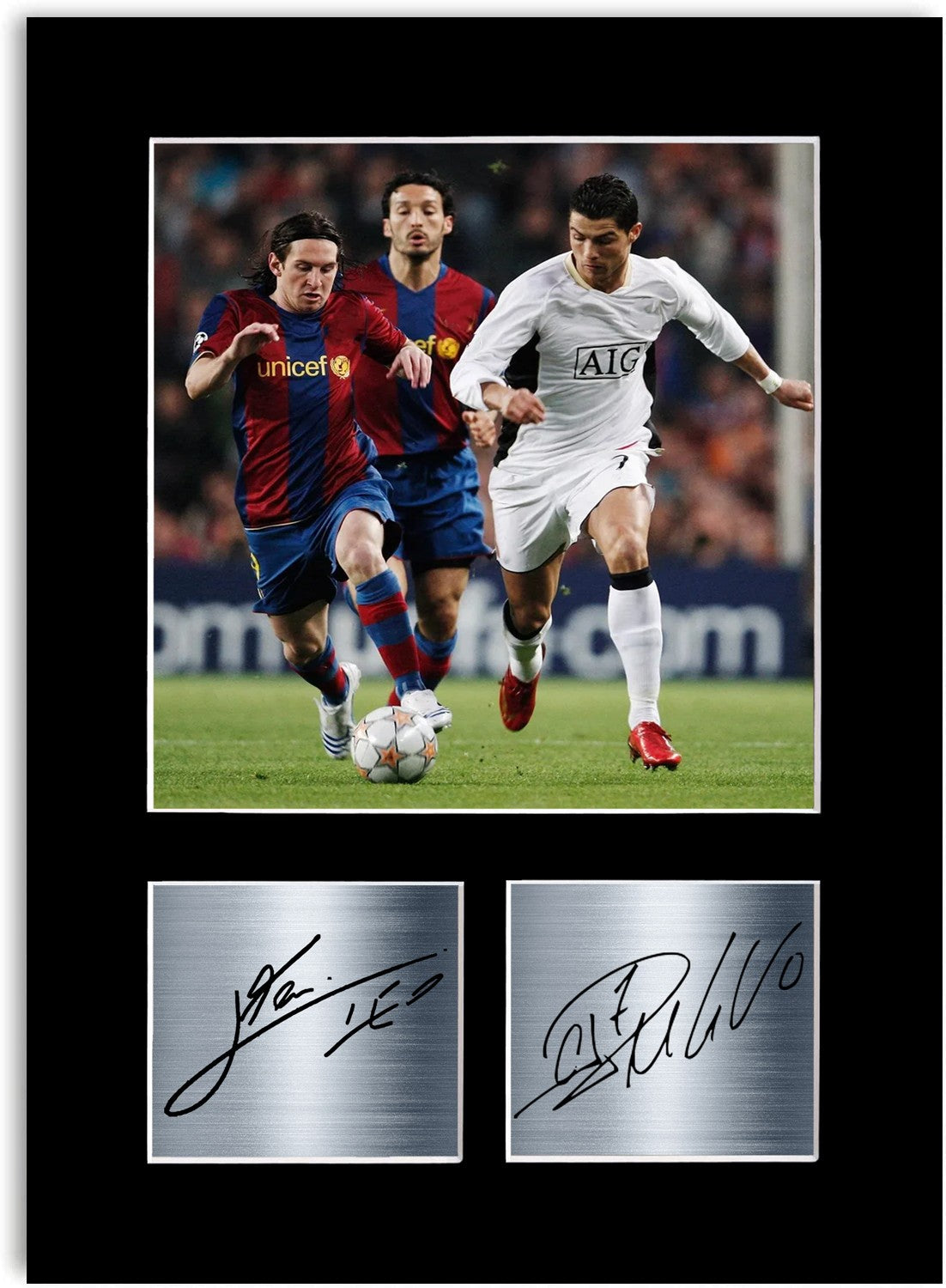 Messi And Ronaldo Football Players Signed Photo Poster Mount Gift A4 Wall Art