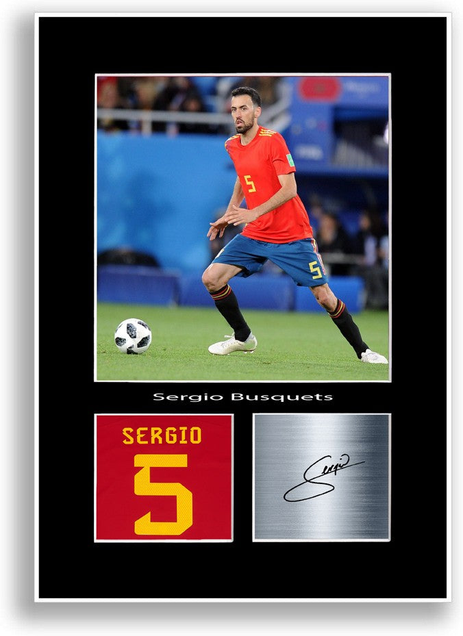 Sergio Busquets Spain Football Player Poster Signed Print Photo A4 Wall Art Gift