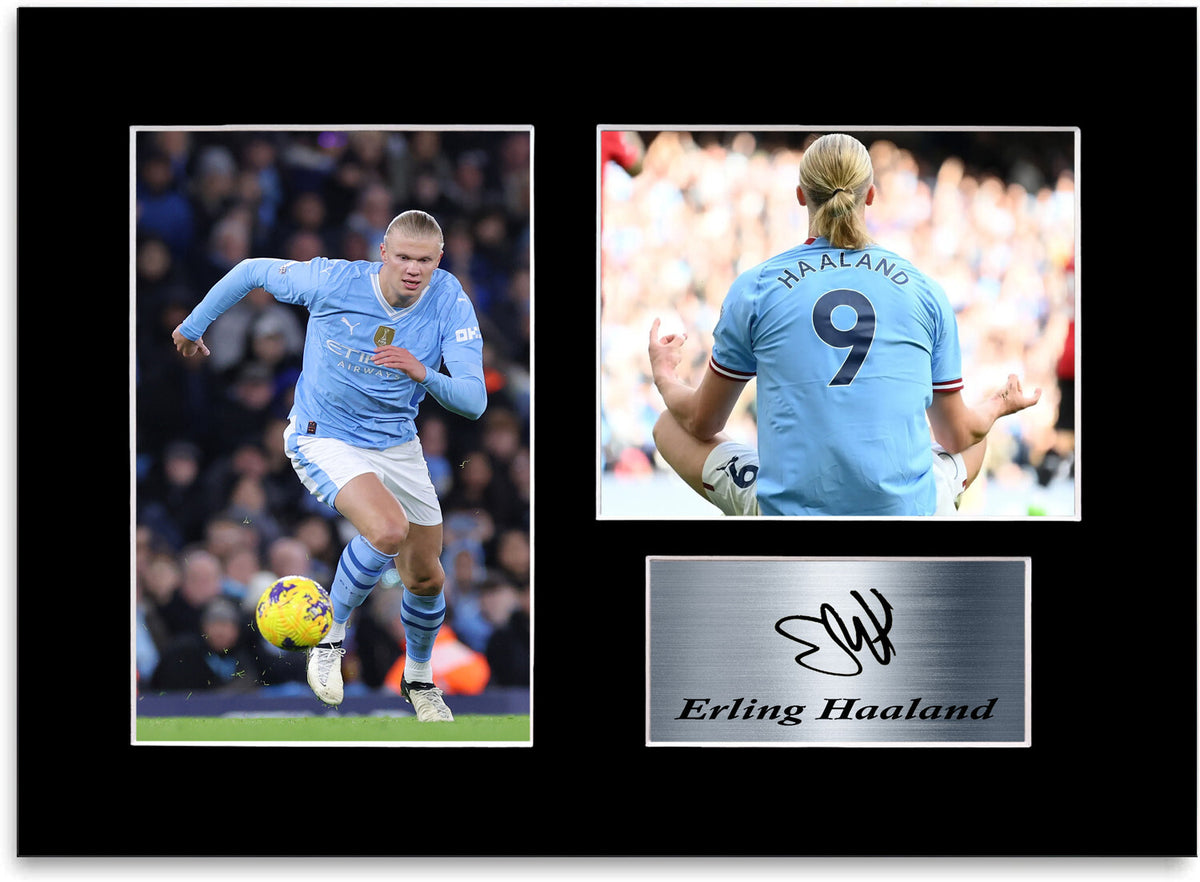 Erling Haaland Man City Player mounted display by LJW Prints