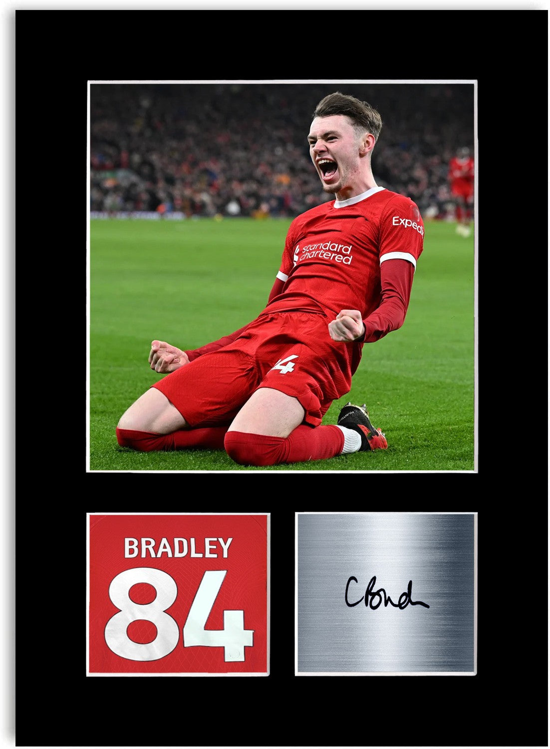 Conor Bradley Liverpool Player Poster Signed Photo Display Mount Print A4