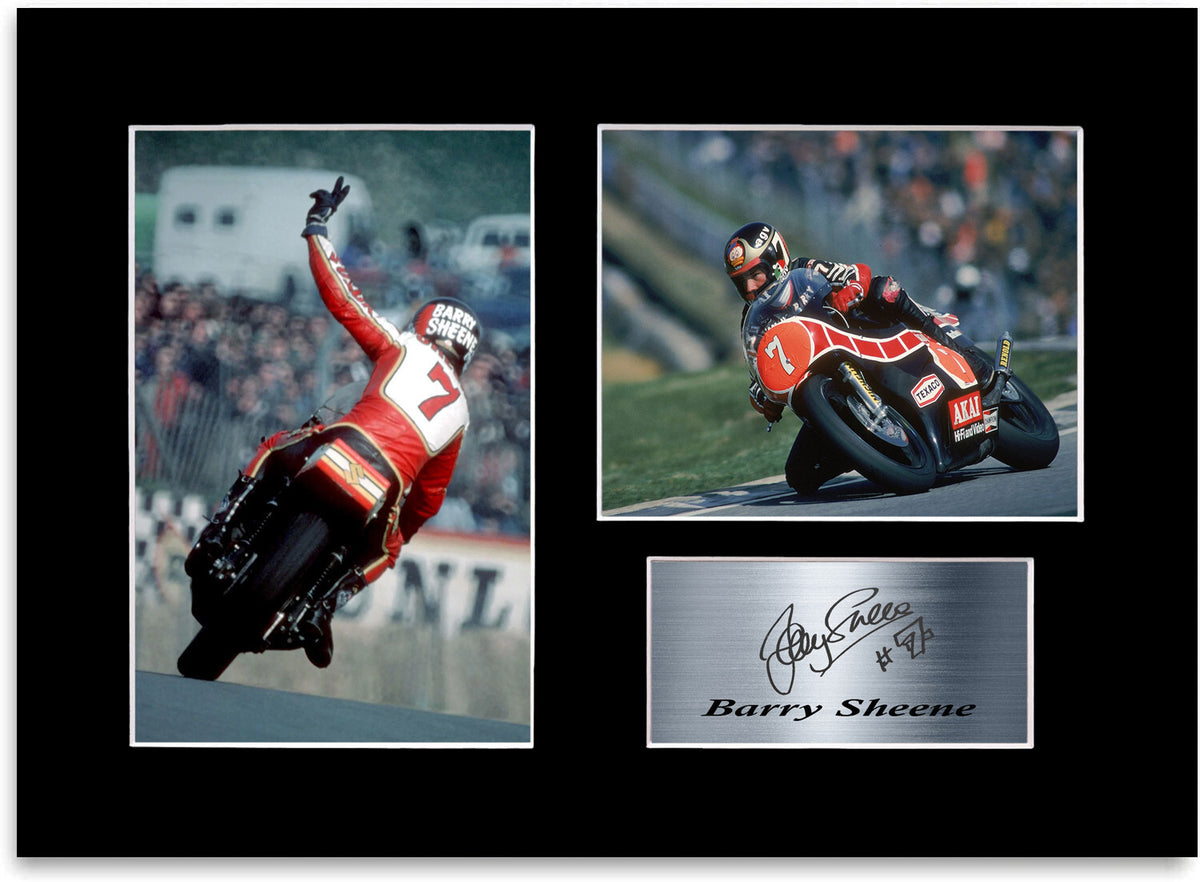 Barry Sheene Motorcycle Racer mounted display by LJW Prints