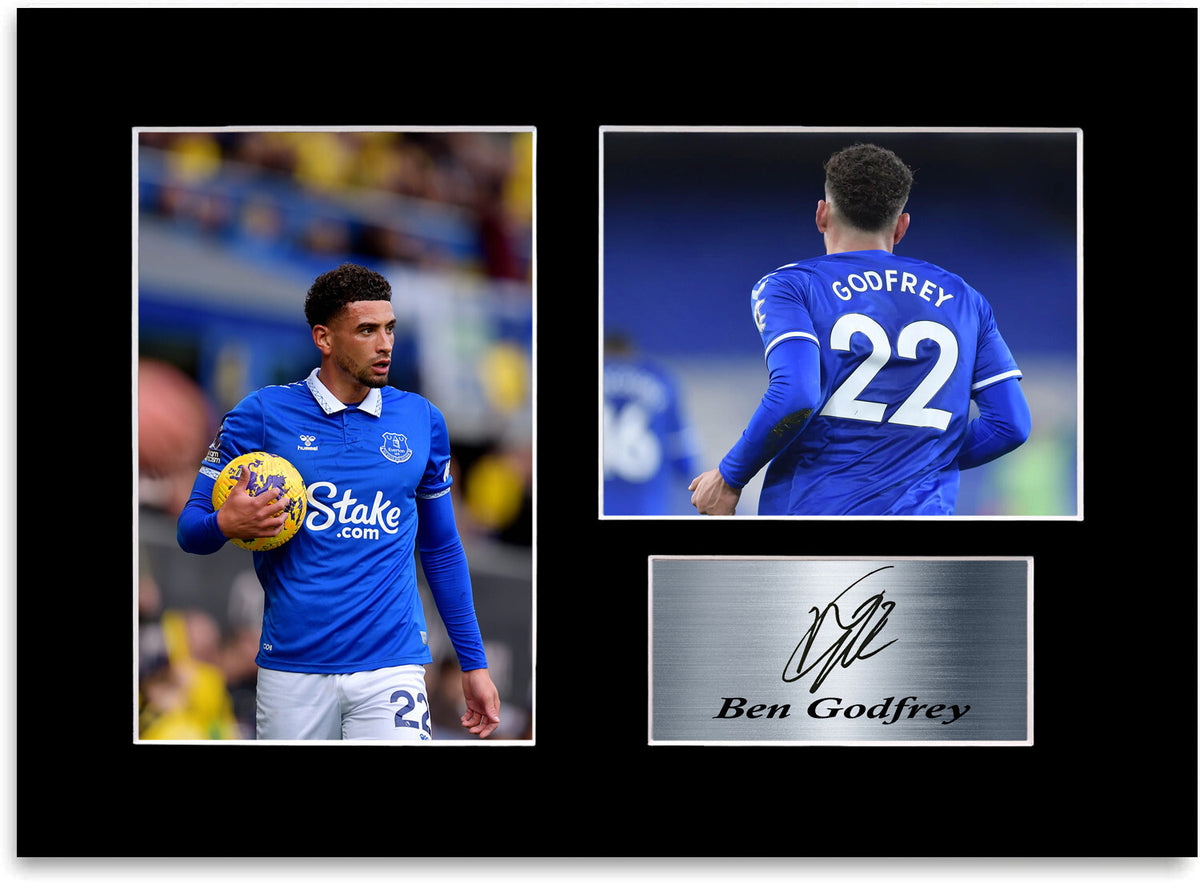 Ben Godfrey Everton Player framed print by LJW Prints