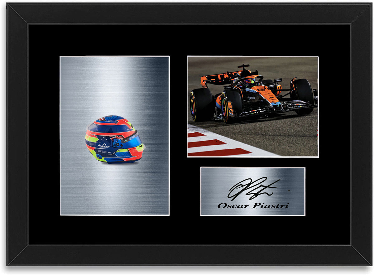 Oscar Piastri Formula 1 Driver 2023 Helmet Signed Photo Display Mount A4 Framed