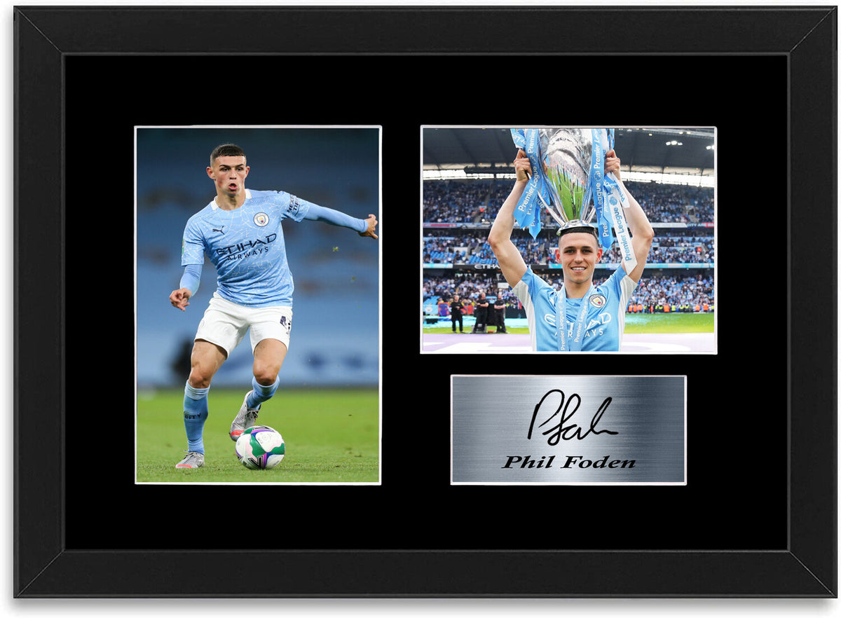 Phil Foden Man City Player A4 Signed Photo Display Mount Gift Autograph Framed