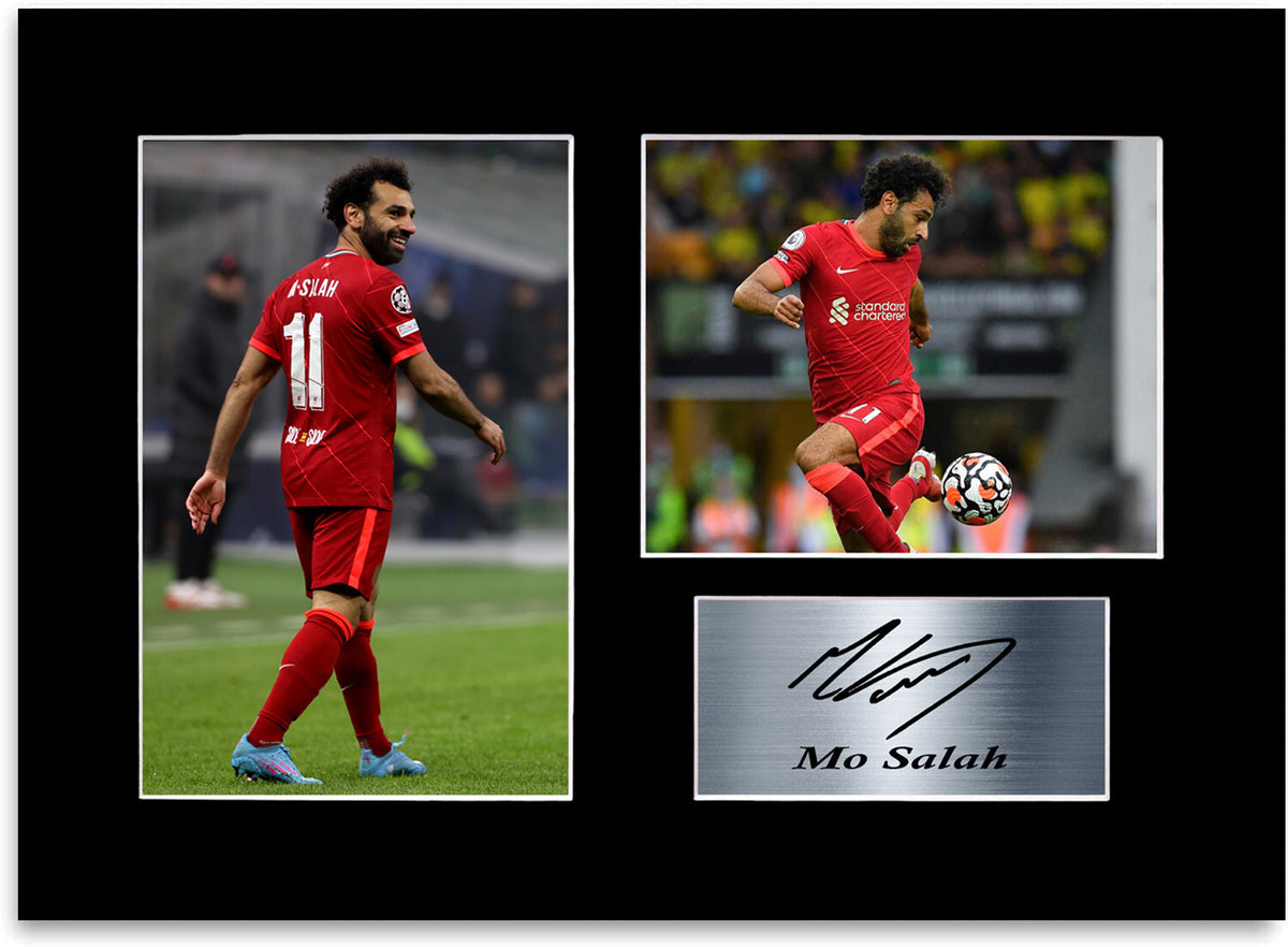 Mo Salah Liverpool Player Poster A4 Signed Autograph Photo Display Mount Gift