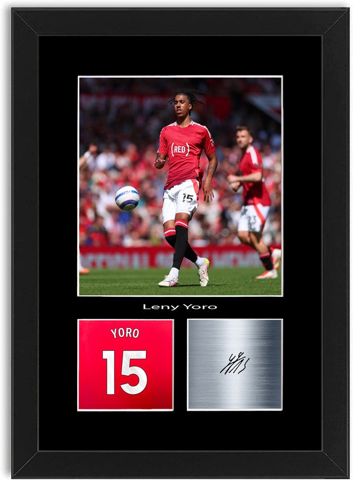 Leny Yoro Football Player Poster Signed Print Photo A4 Wall Art Framed