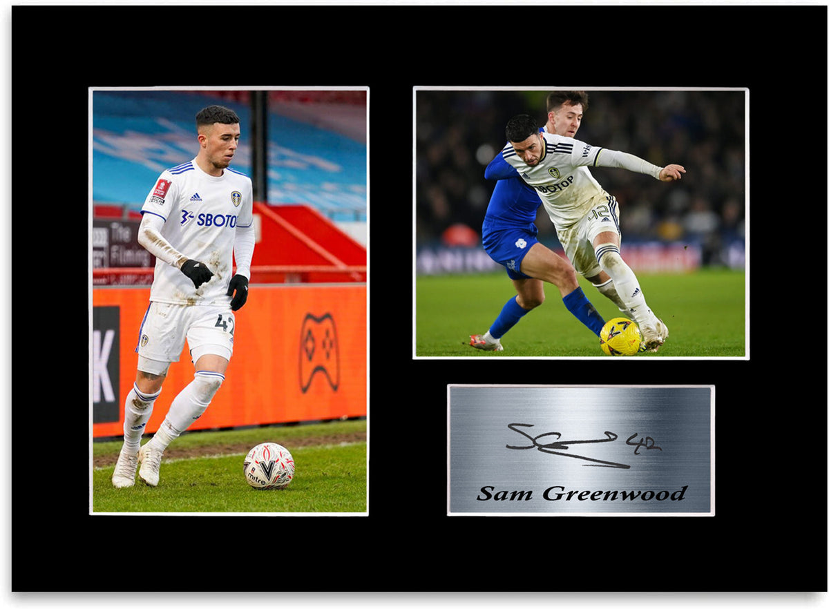 Sam Greenwood Leeds United Player mounted display by LJW Prints