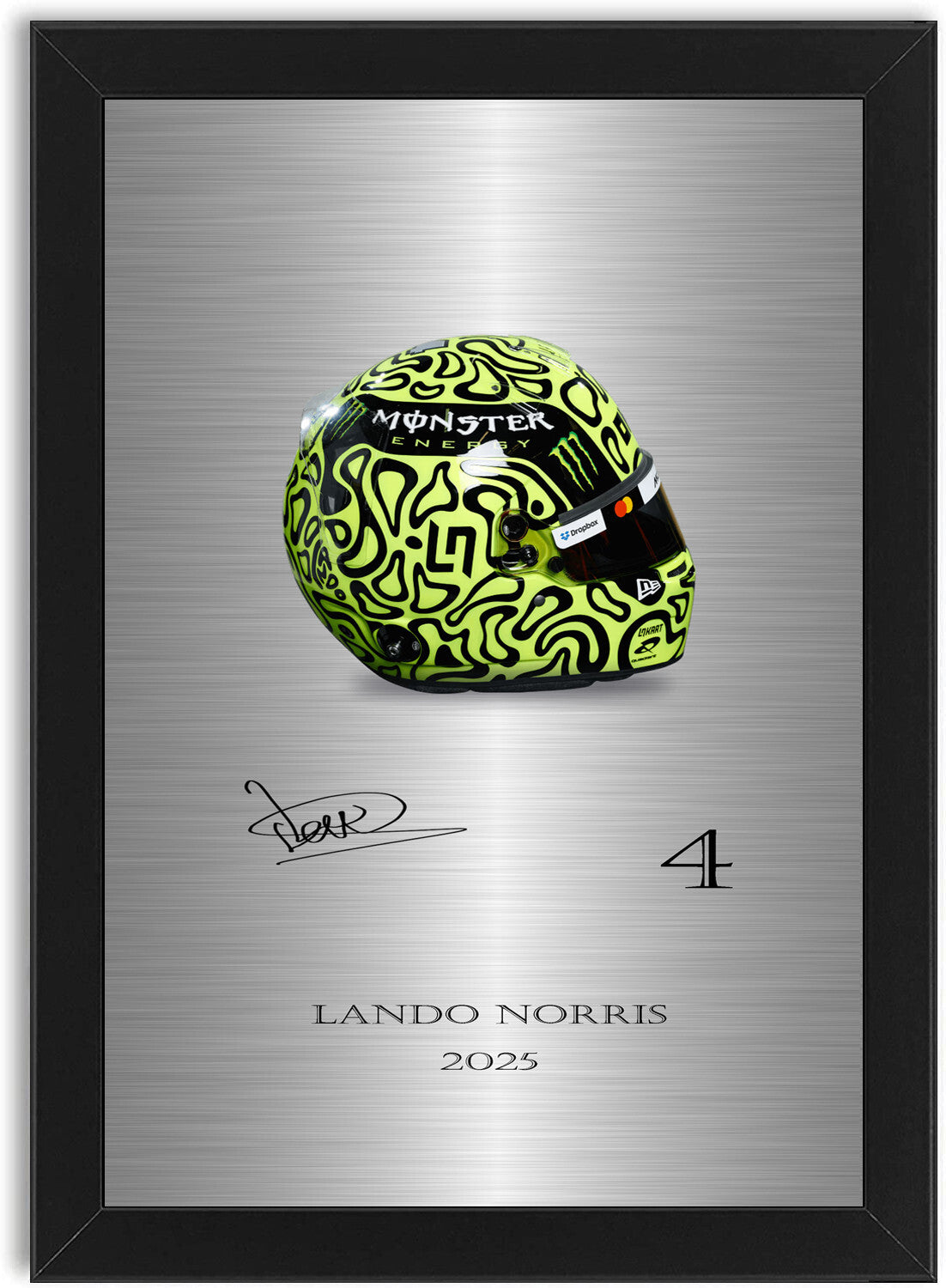 Lando Norris 2025 Helmet For Mclaren F1 Fans framed print by LJW Prints