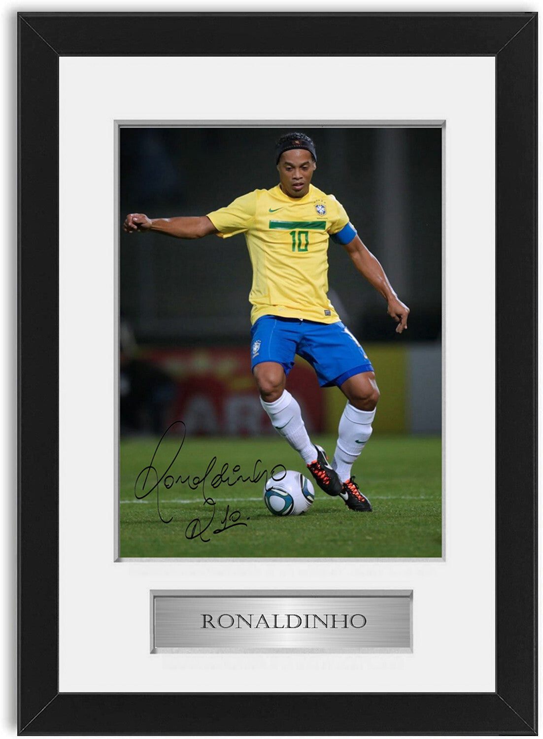 Ronaldinho Brazil Football Player A4 Signed Photo Display Mount Gift Framed