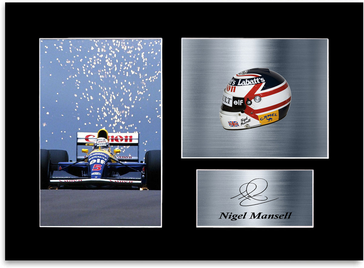 Nigel Mansell Signed Formula One World Champion Photo Display Mount Poster A4