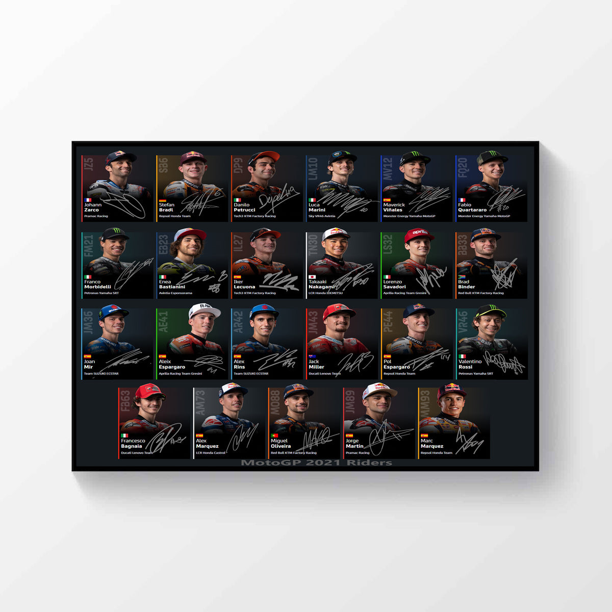 MotoGP Riders 2021 Signed Autographed Printed Poster