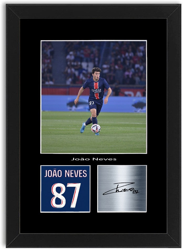 Joao Neves Football Player Poster Signed Print Photo A4 Wall Art Framed