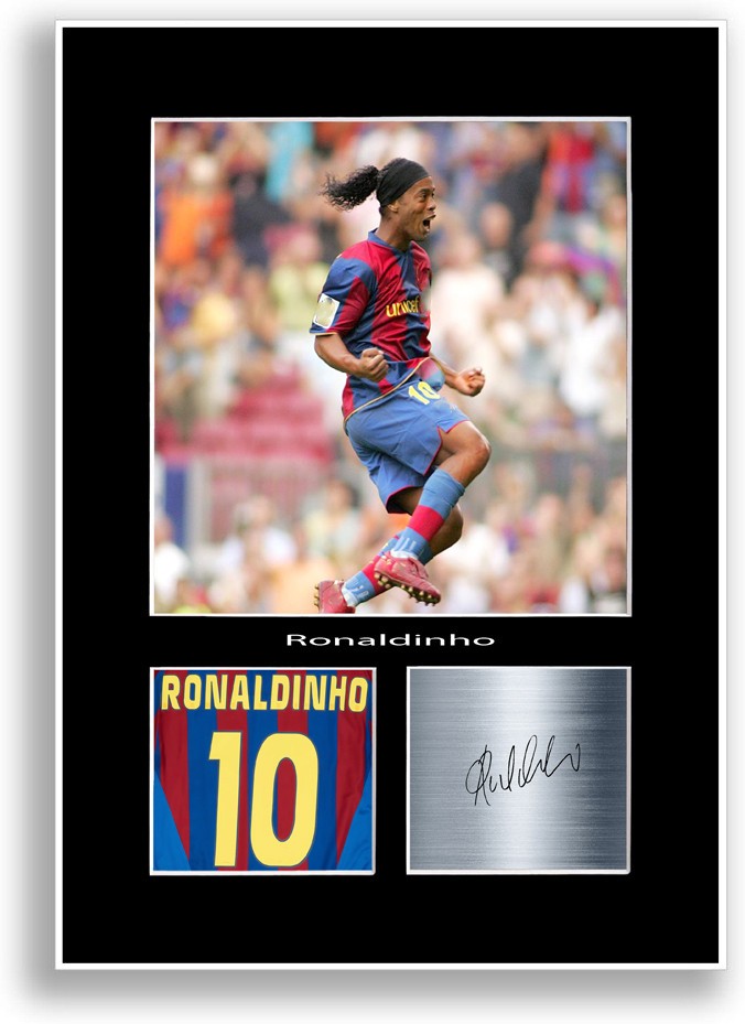 Ronaldinho Football Player Poster Signed Print Photo A4 Wall Art Gift Idea