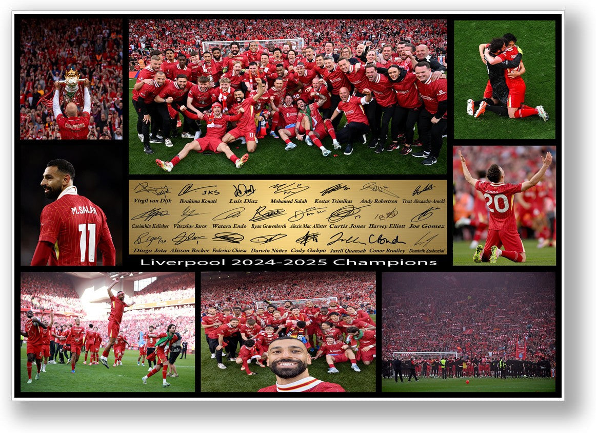 Liverpool Premier League Champions 2024-2025 Print Signed Team Poster Wall Art