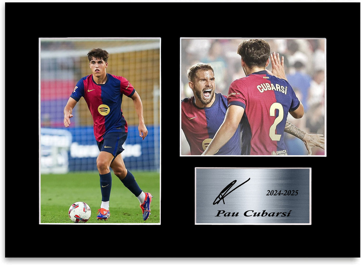 Pau Cubarsi Football Player Barcelona mounted display by LJW Prints