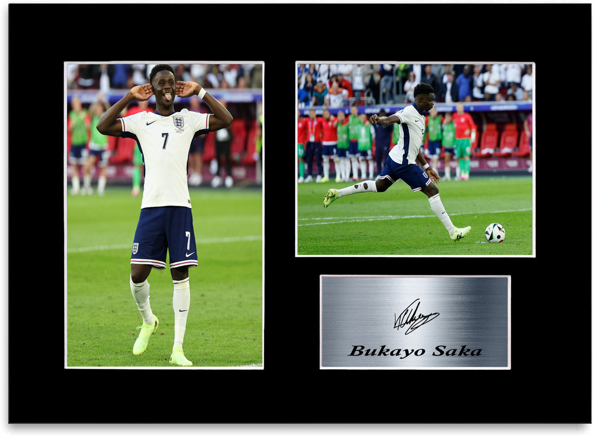 Bukayo Saka England Euro 2024 Football Player mounted display by LJW Prints