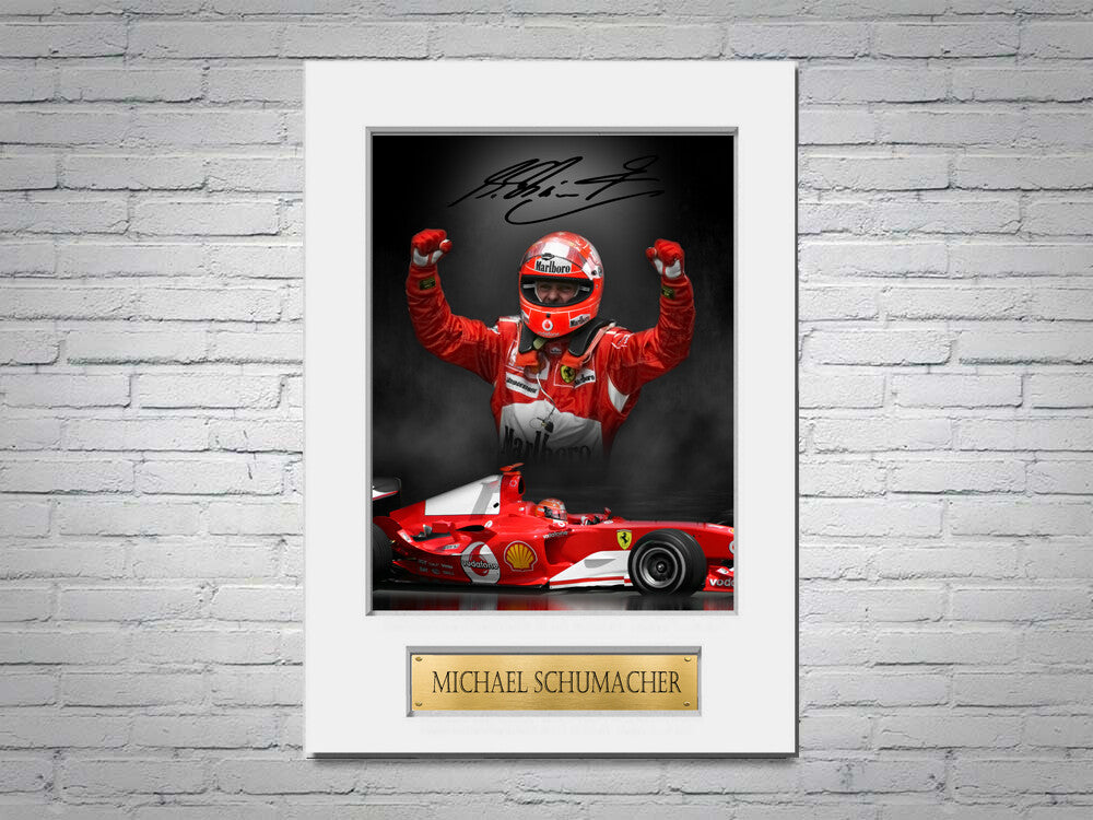Michael Schumacher Ferrari A4 Printed Signed Autograph Photo Display Mount Gift
