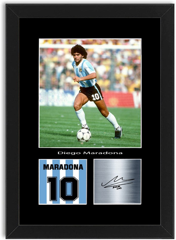 Diego Maradona Argentina Football Poster Signed Print Photo A4 Wall Art Framed