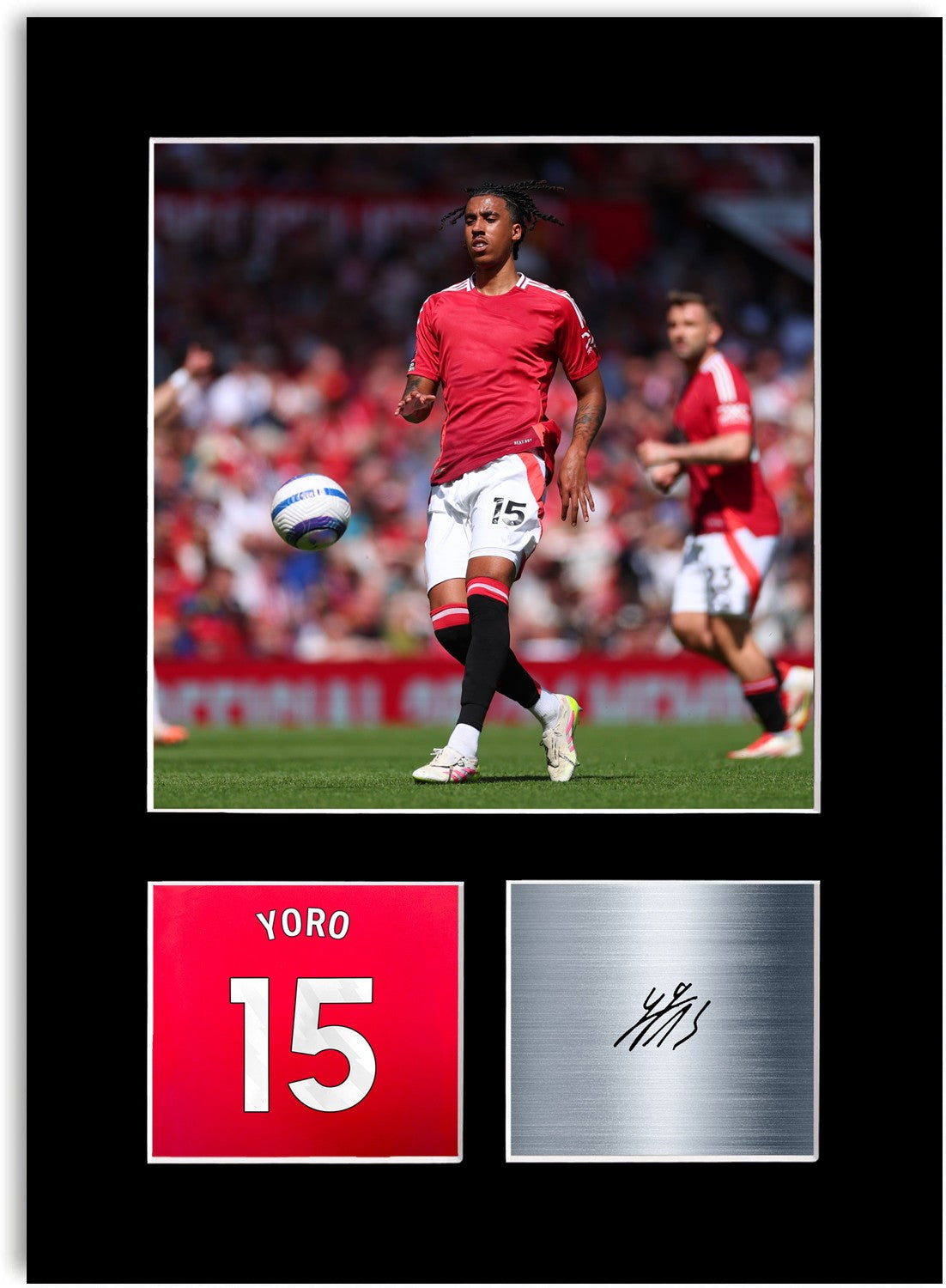 Leny Yoro Football Player mounted display by LJW Prints
