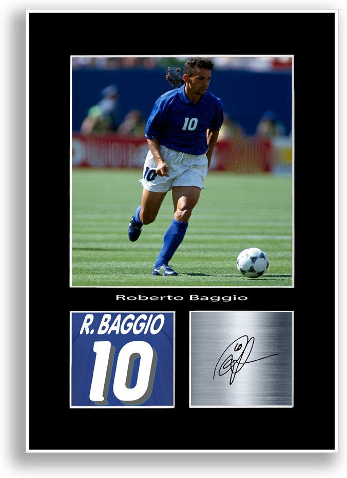 Roberto Baggio Football Player Poster Signed Print Photo A4 Wall Art Gift Idea