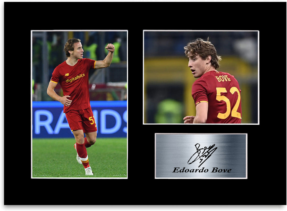 Edoardo Bove Football Player Roma Printed mounted display by LJW Prints
