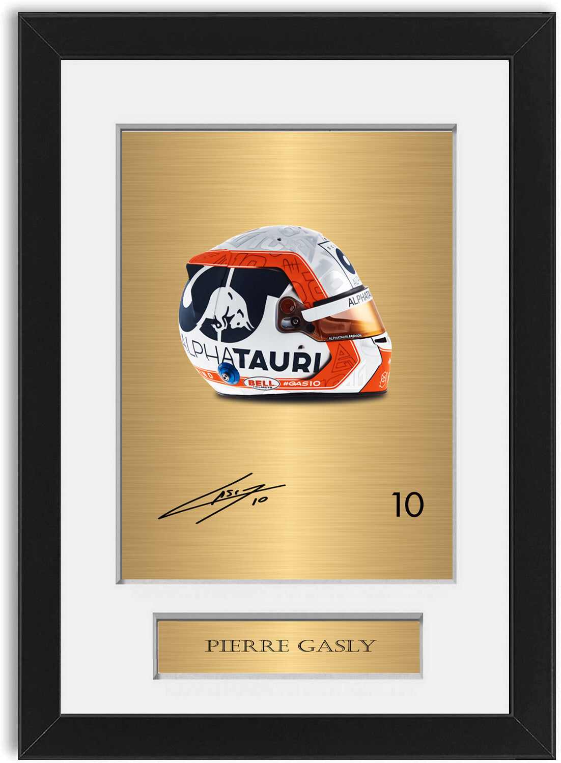 Pierre Gasly Alphatauri F1 Driver 2022 Helmet Signed Display Mount A4 Framed