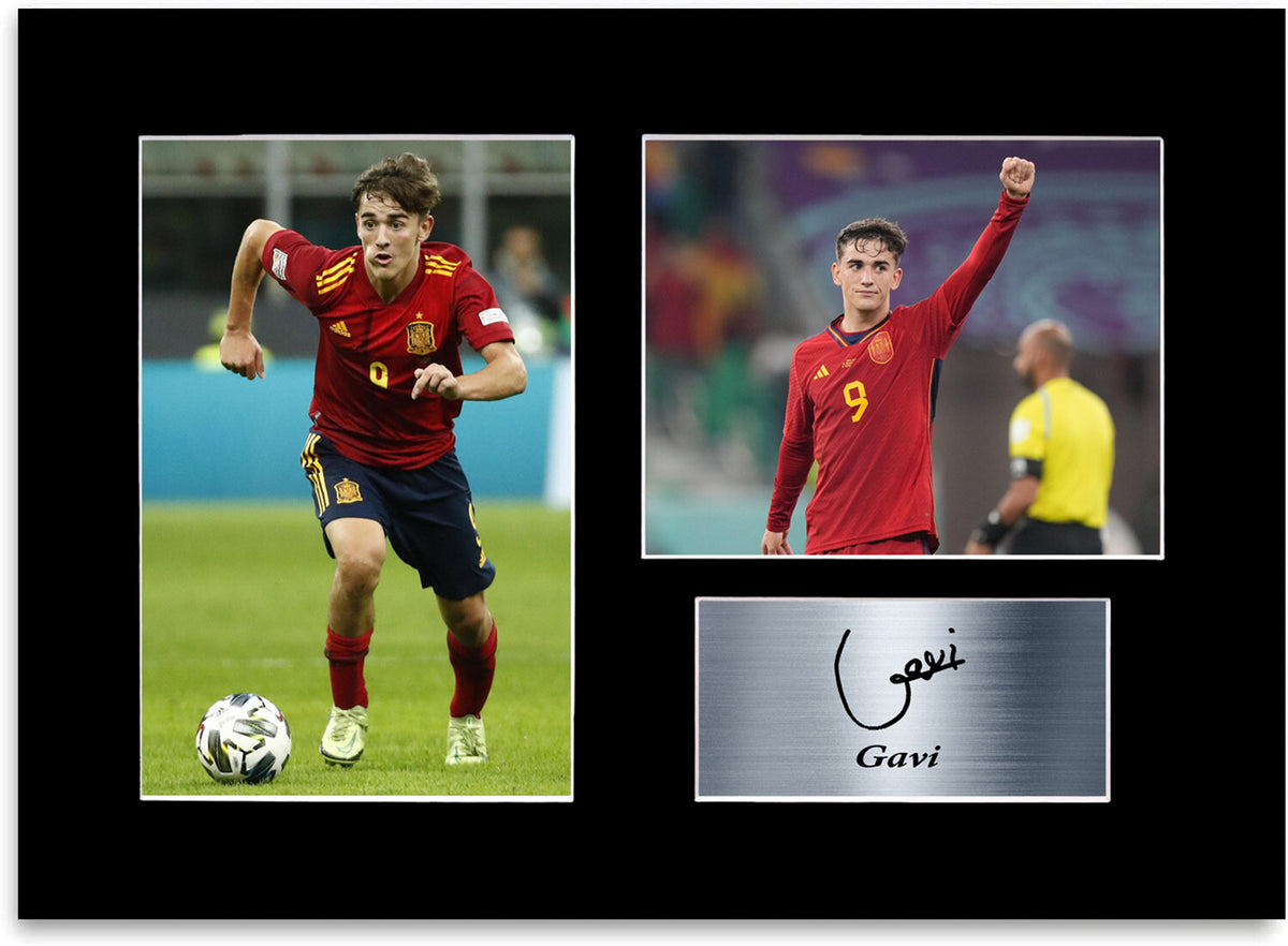 Gavi Spain Football Player A4 Printed Signed Photo Display Mount Poster Gift